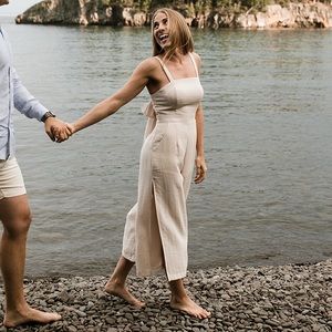 Linen Jumpsuit in Ivory